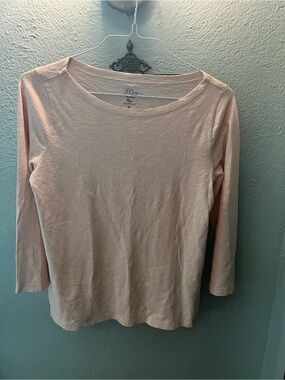 J. Crew Light Peach Three-Quarter Sleeve Crewneck Top